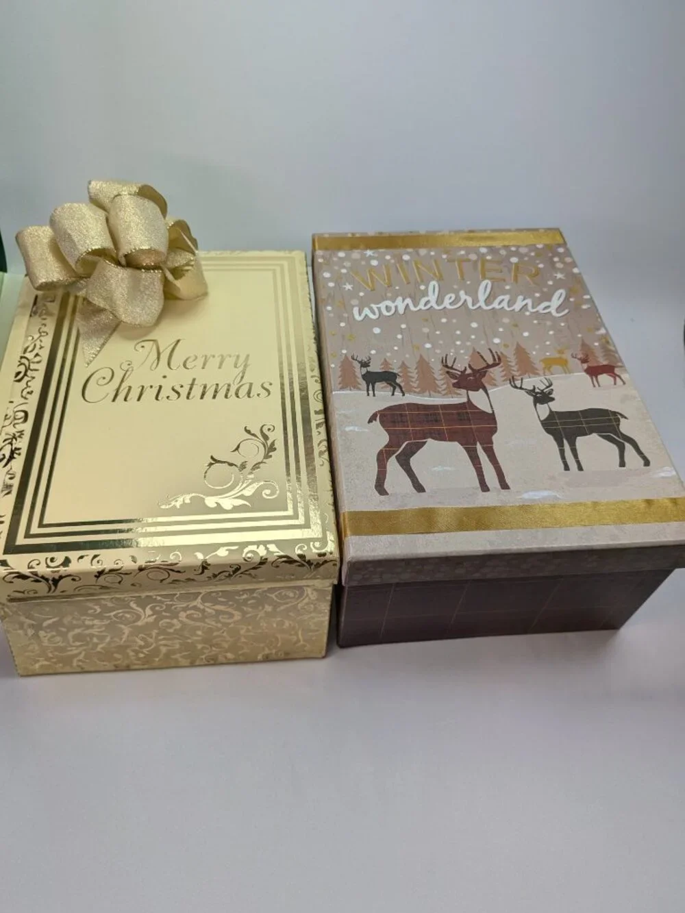 Vintage Christmas Gift Box Set 2pc Merry Christmas Winter Wonderland traditional